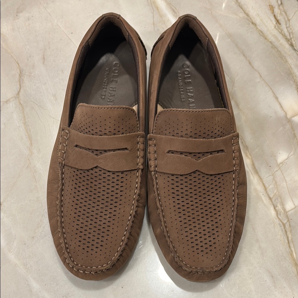 Cole Haan Brown Suede Penny Loafers